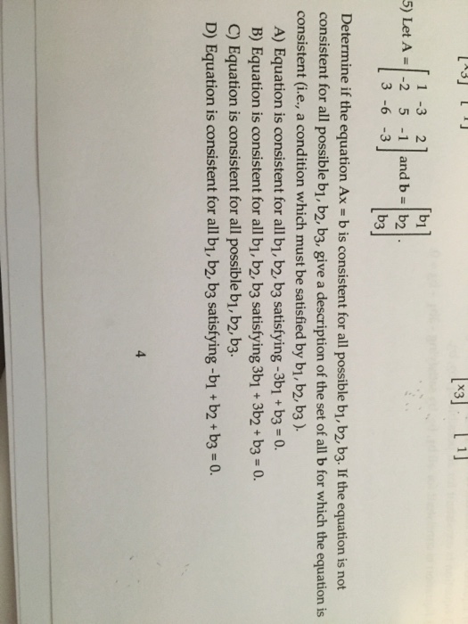 Solved Let A = [1 -3 2 -2 5 -1 3 -6 -3] And B = [b_1 B_2 | Chegg.com