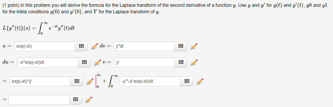 laplace transform of second derivative formula