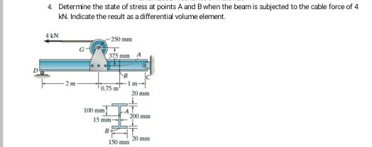 Solved 4 Determine the state of stress at points A and B | Chegg.com