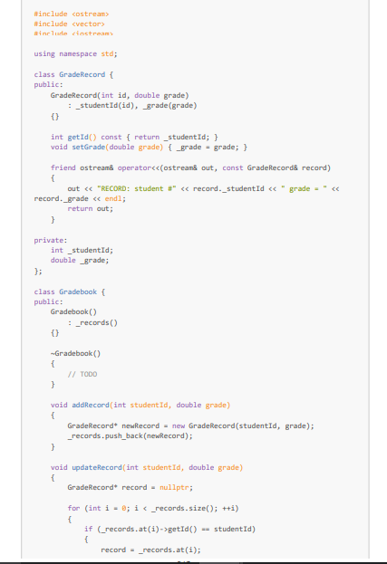 Solved 4. The following program represents a gradebook in | Chegg.com