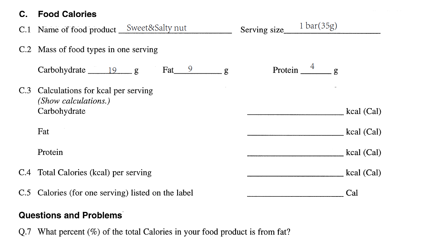 Solved Nutrition Facts Serving Size 1 bar (35g) Servings Per | Chegg.com