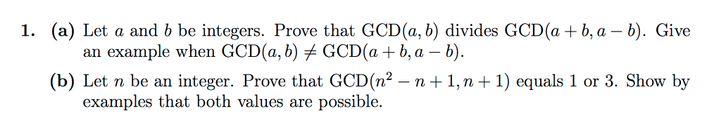 Solved 1. (a) Let A And B Be Integers. Prove That GCD(a, B) | Chegg.com