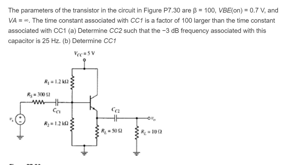 Solved the parameters of the transistor in the circuit in | Chegg.com