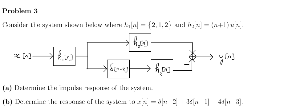 Solved Problem 3 Consider the system shown below where hi | Chegg.com