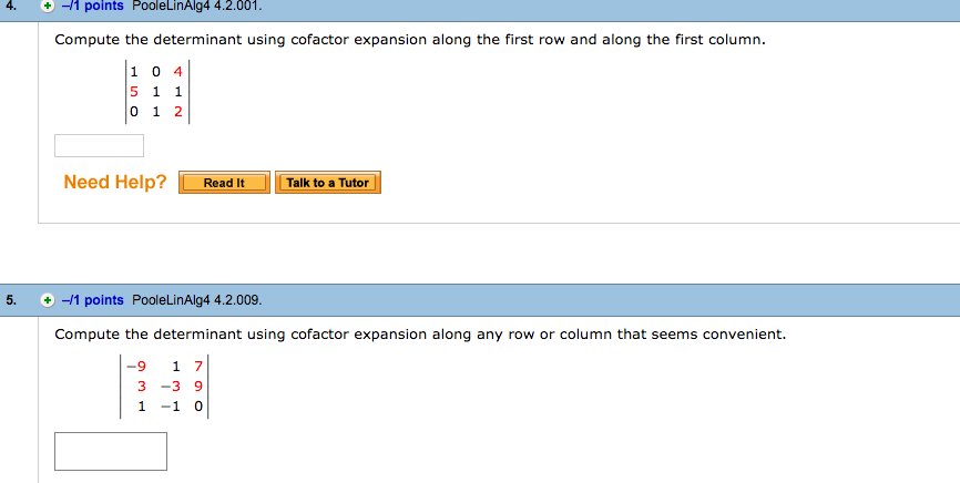 Solved Compute the determinant using cofactor expansion Chegg