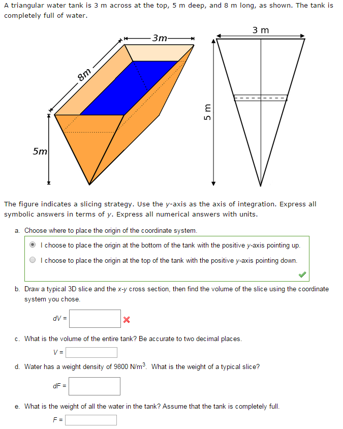 Solved A triangular water tank is 3 m across at the top, 5 m