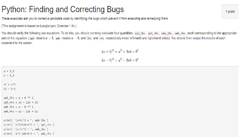 Solved A = 3,3 B = 5,3 A2 = A^2 B2 = B^2 Apb_lhs = A + B | Chegg.com