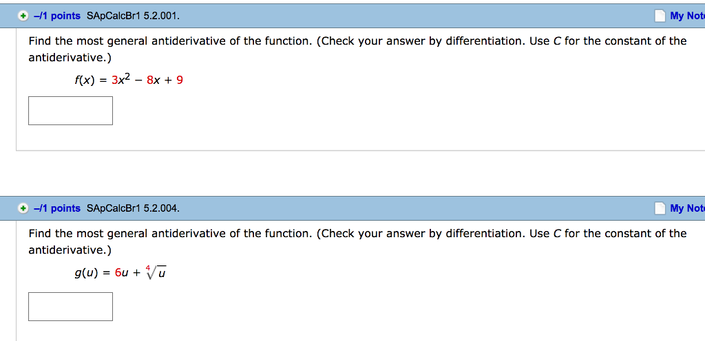 solved-find-the-most-general-antiderivative-of-the-function-chegg