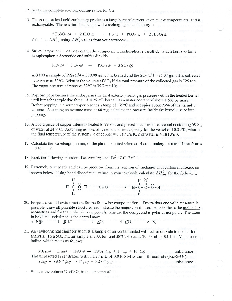 Solved Write the complete electron configuration for Cu. | Chegg.com