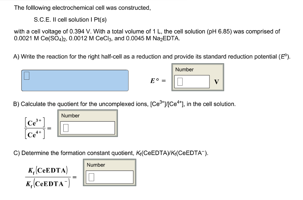 Solved The following electrochemical cell was constructed, | Chegg.com