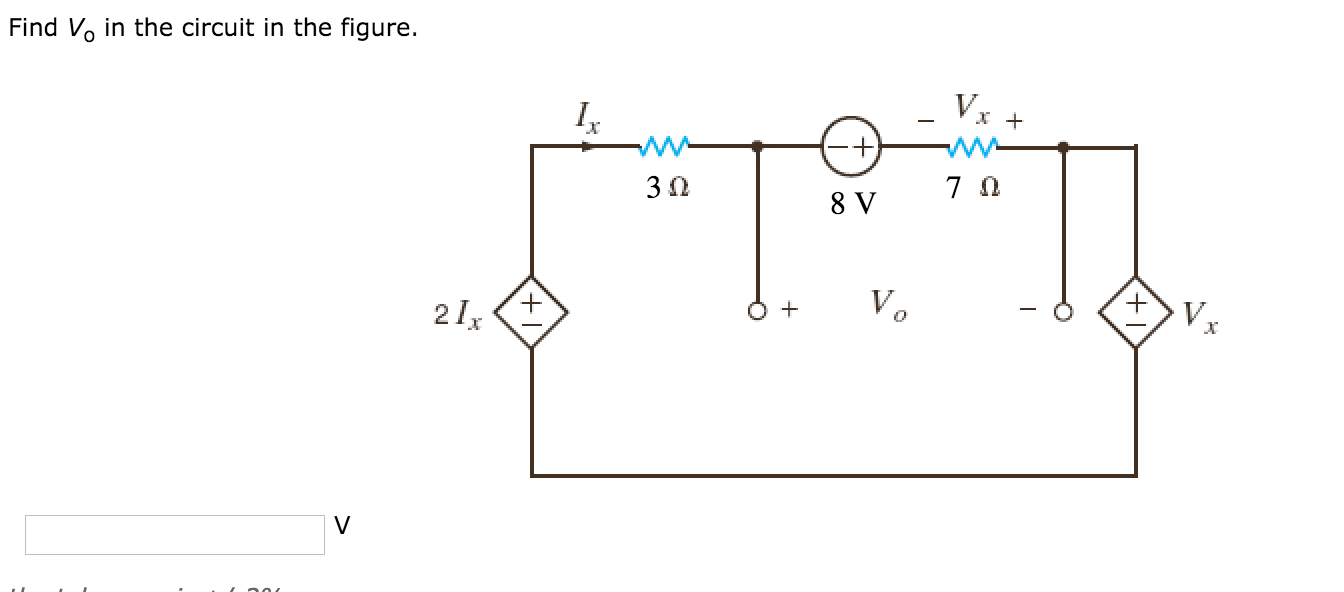 Solved Find Vo in the circuit in the figure. 2 I 3 O 8 V WW | Chegg.com