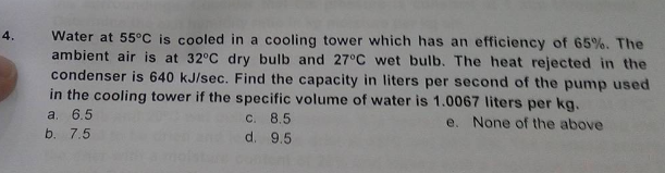 Solved water at 55°C is cooled in a cooling tower which has | Chegg.com
