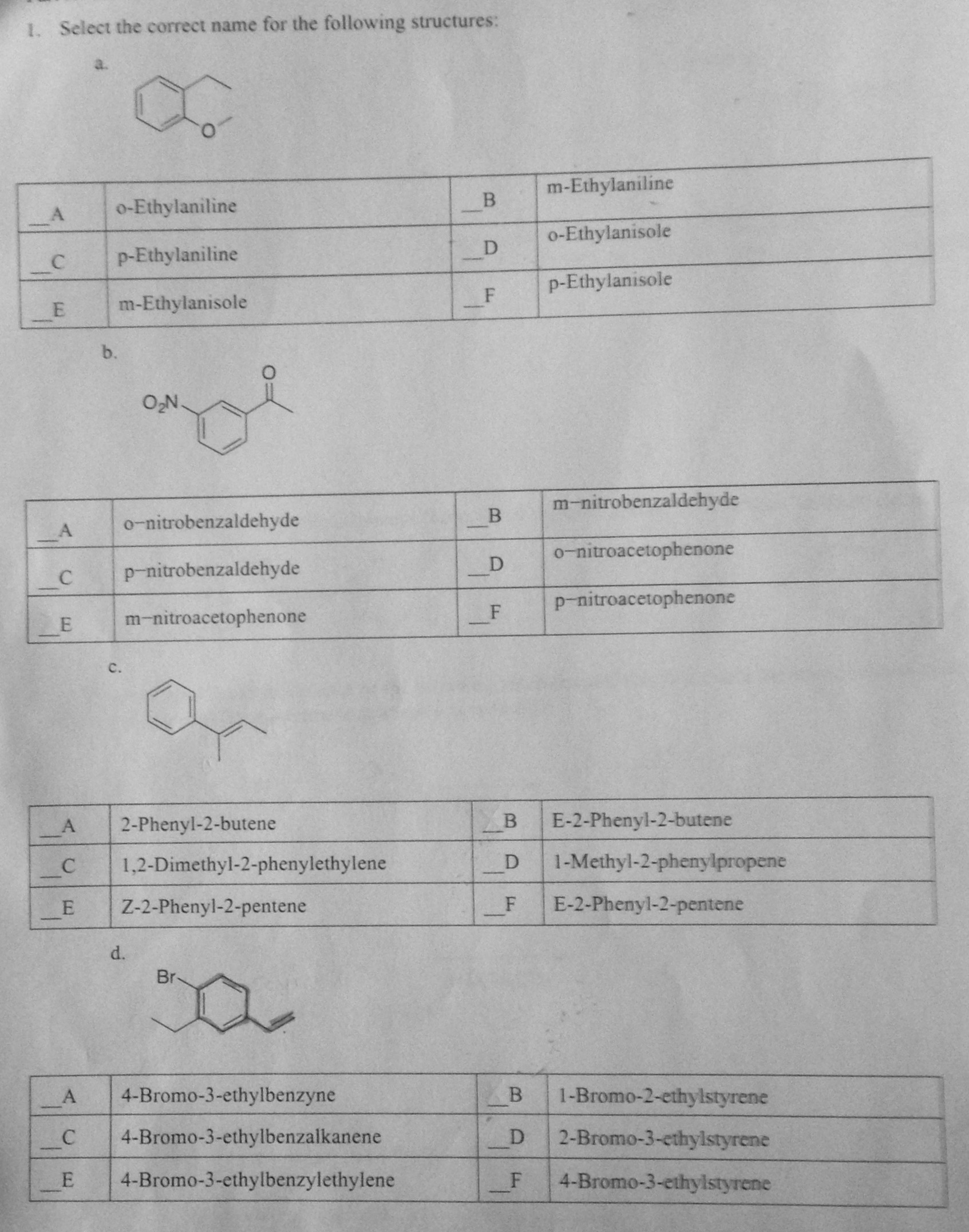 Solved Select the correct name for the following structures: | Chegg.com