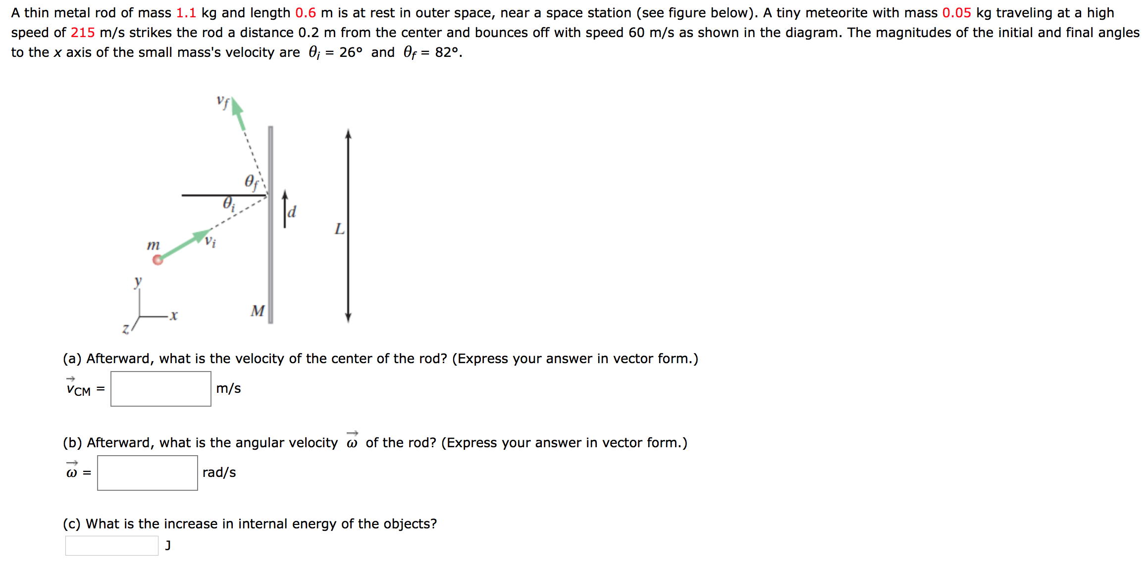 Solved A thin metal rod of mass 1.1 kg and length 0.6 m is | Chegg.com