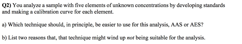 Solved Q2) You analyze a sample with five elements of | Chegg.com