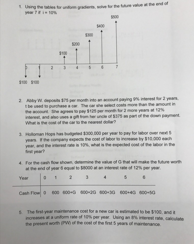 Solved Using the tables for uniform gradients, solve for the