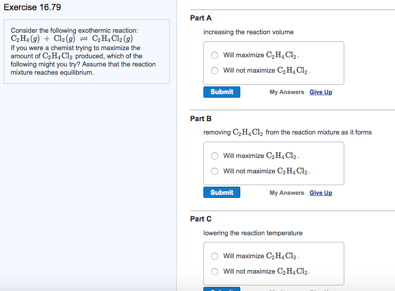 Solved Exercise 16.79 Consider the following exothermic Chegg