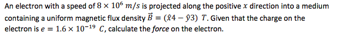 Solved An electron with a speed of 8 × 106 m/s is projected | Chegg.com