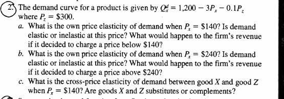Solved The demand curve for a product is given by = | Chegg.com