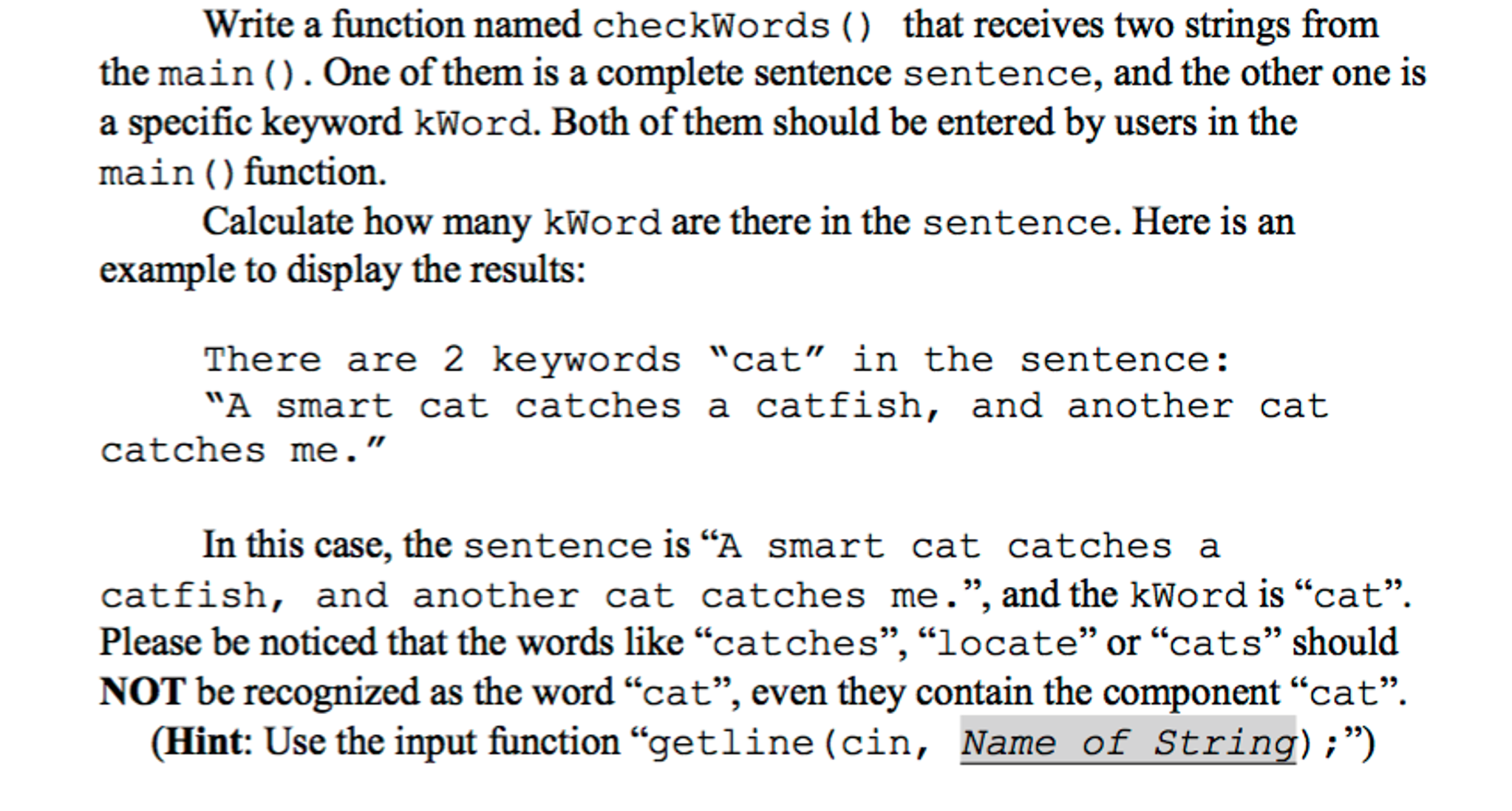 Write a function named checkWords () that receives | Chegg.com