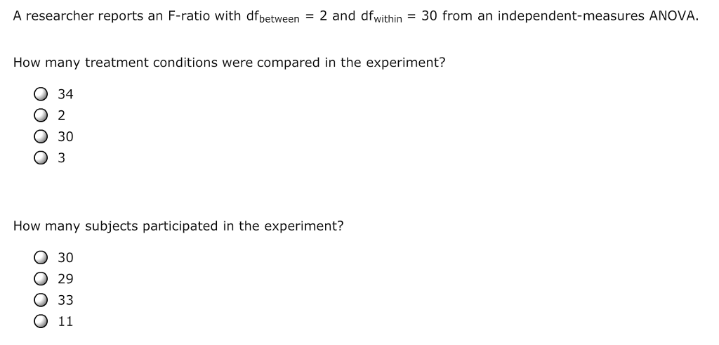 Solved Calculate SStotal, SSbetween, and SSwithin for the | Chegg.com