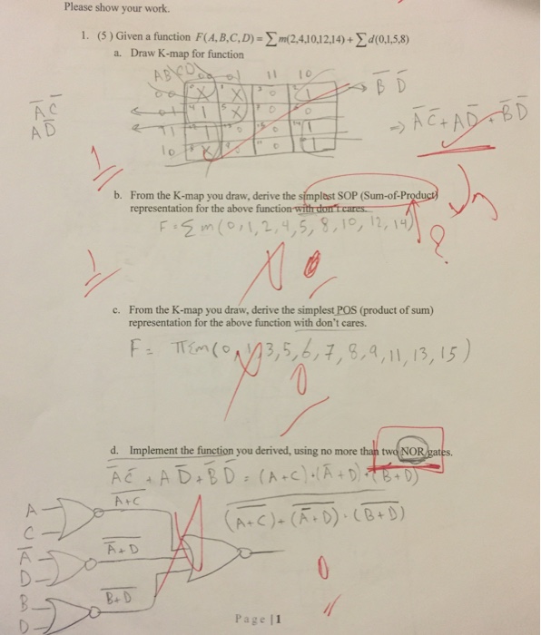 Solved Given A Function F (A, B, C, D) = Sigma M | Chegg.com