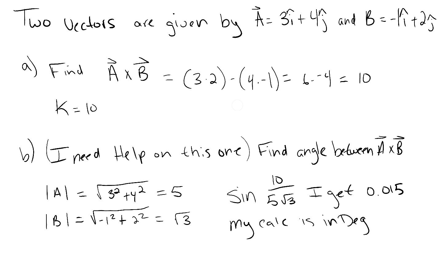 Solved Two Vectors Are Given By A = 3i + 4j And B = -1i + 2j | Chegg ...