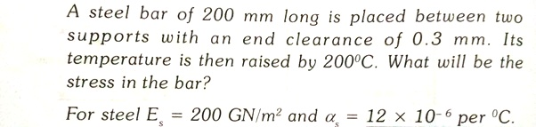 Solved A steel bar of 200 mm long is placed between two | Chegg.com