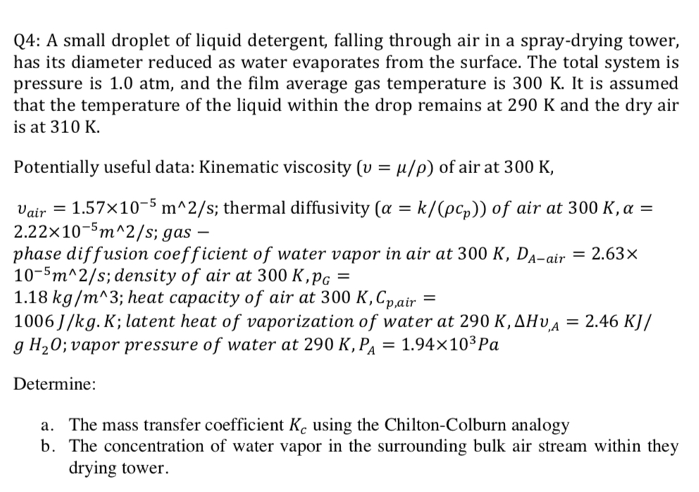 Solved Q4: A small droplet of liquid detergent, falling | Chegg.com