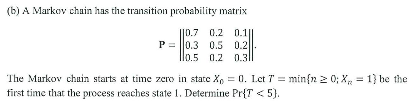 Solved A Markov chain has the transition probability matrix | Chegg.com