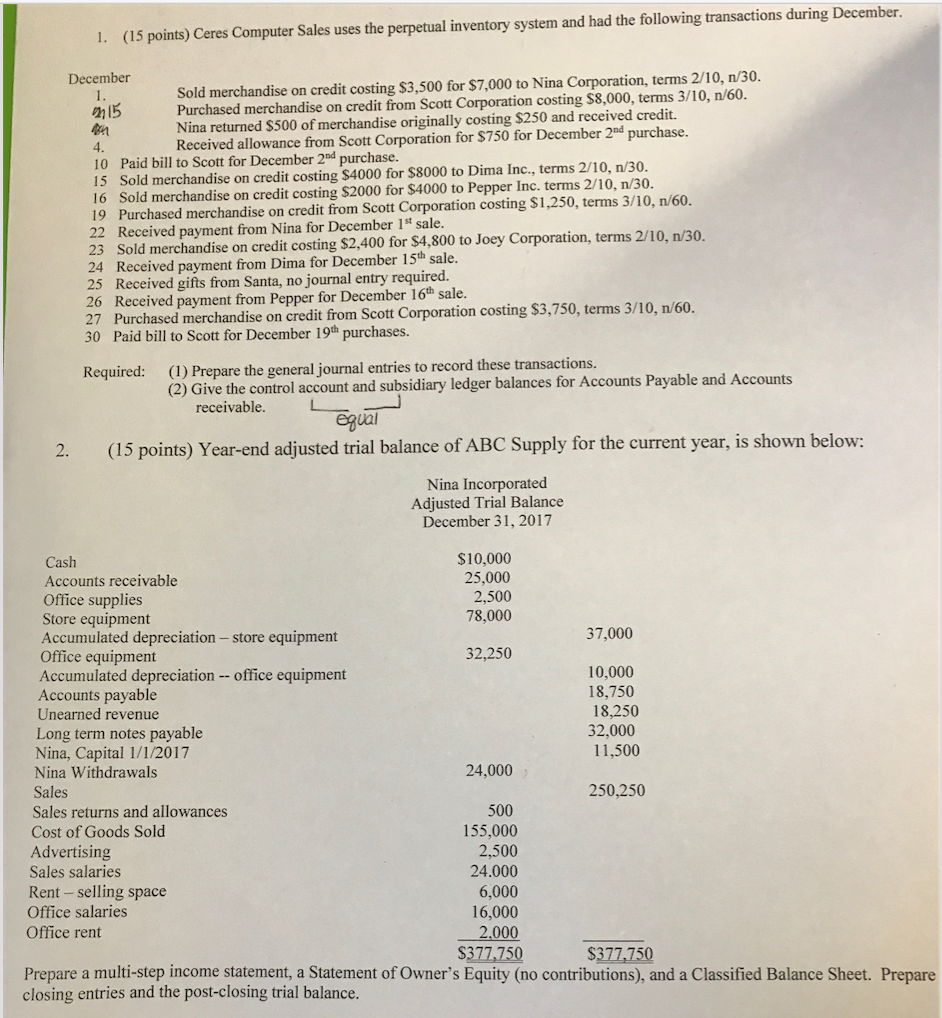 Solved 1. (15 points) Ceres Computer Sales uses the