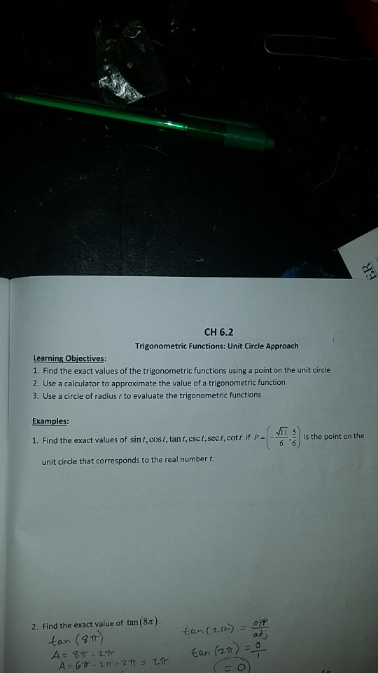 Solved ch 6 2 trigonometric functions unit circle approach chegg