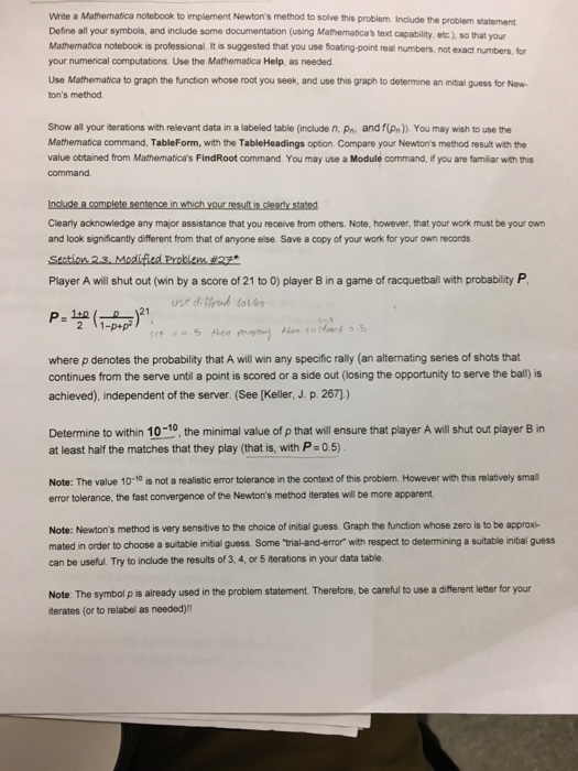 Solved Write a Mathematica notebook to implement Newton's | Chegg.com