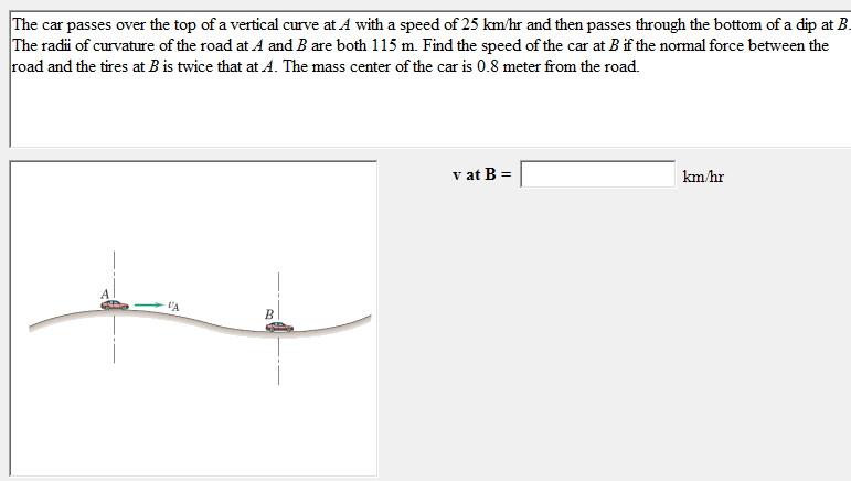 Solved The car passes over the top of a vertical curve at A | Chegg.com