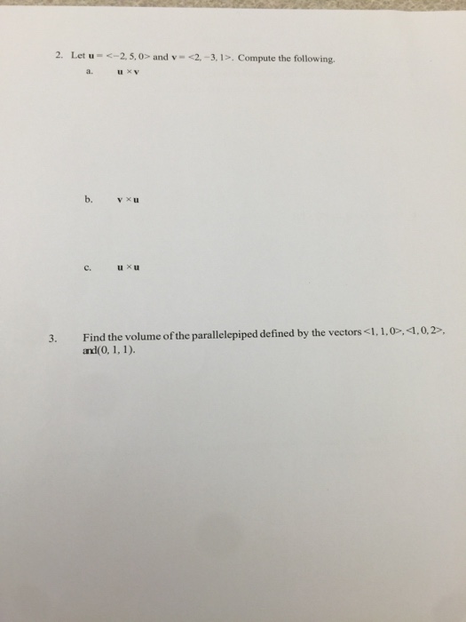 Solved Let u = and v = . Compute the | Chegg.com