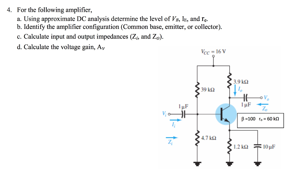 Solved For the following amplifier, a. Using approximate DC | Chegg.com