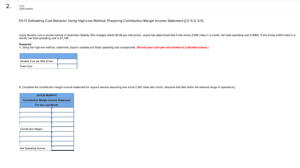 Solved 2.50 Points E5-17 Estimating Cost Behavior Using | Chegg.com