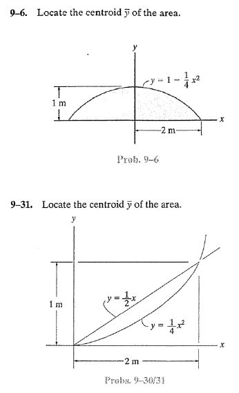 Solved 9-6. Locate the centroid y- of the area. 9-31. | Chegg.com