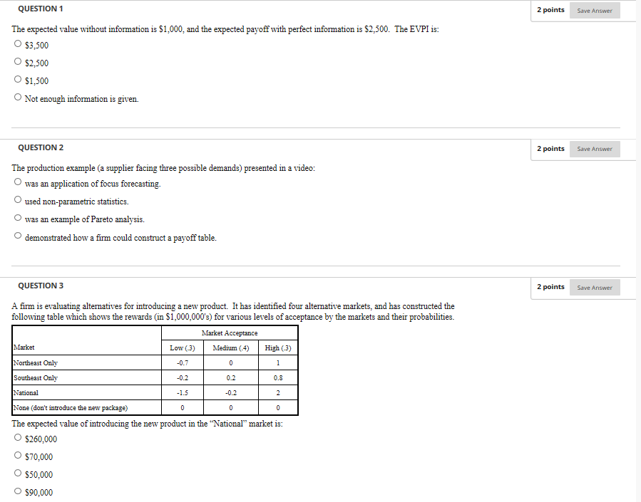 Solved QUESTION 1 2 points Save Answer The expected value | Chegg.com