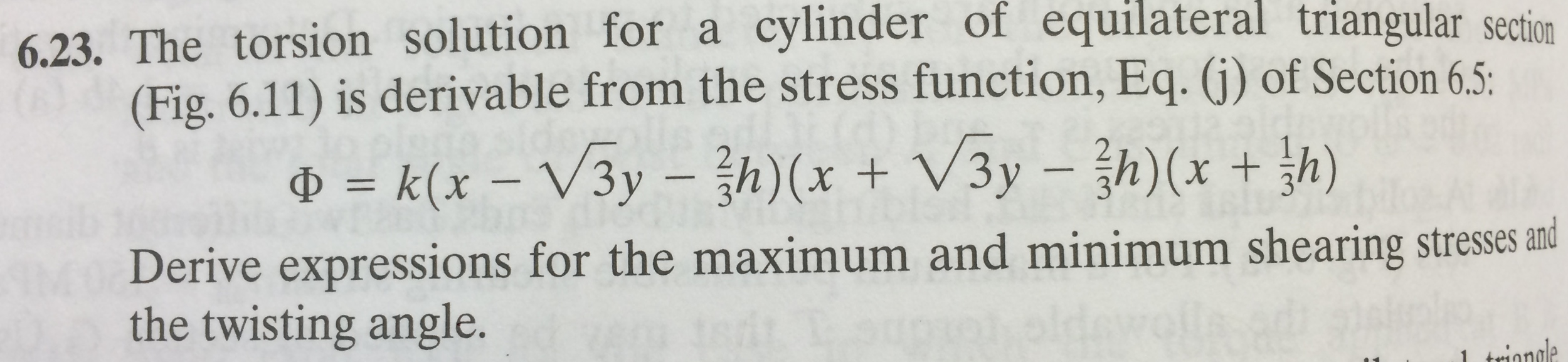 Solved 6.23. The torsion solution for a cylinder of | Chegg.com