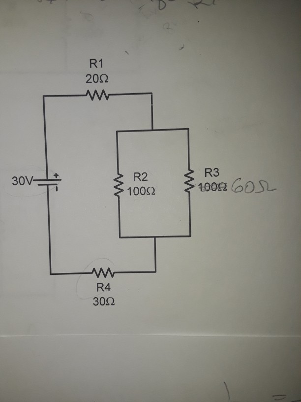 Solved R1 20Ω R3 R2 100Ω 10062 Gosl 30v R4 30Ω