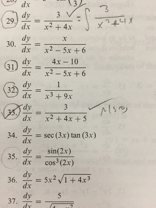 Solved Dy/dx = 3/x^2 + 4x = integral 3/x^2 + 4x dy/dx = | Chegg.com