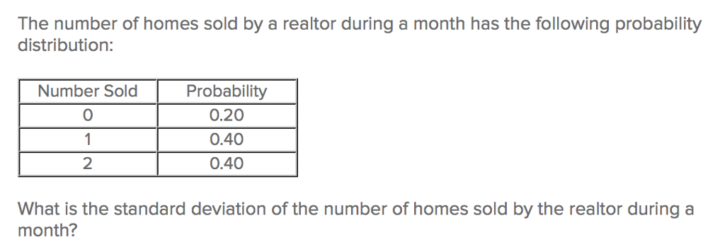 Solved The number of homes sold by a realtor during a month | Chegg.com