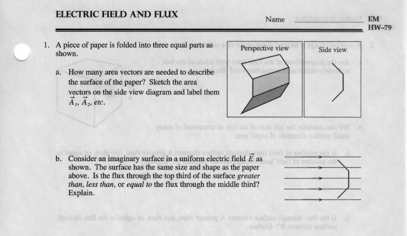 Solved ELECTRIC FIELD AND FLUX EM HW-79 Name 1. A piece of | Chegg.com