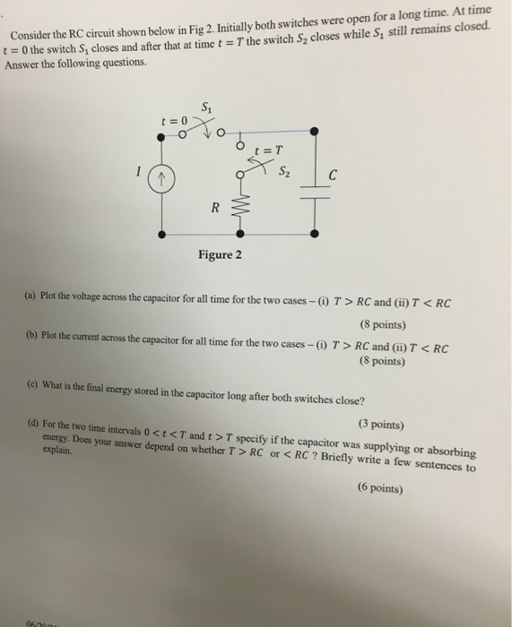 Solved Consider the RC circuit shown below in Fig 2. | Chegg.com