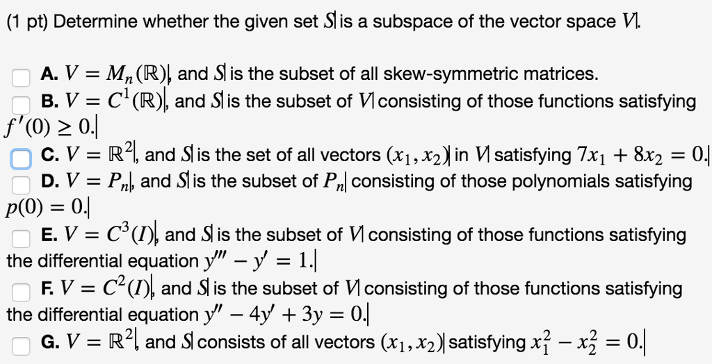 Solved Determine Whether The Given Set S Is A Subspace Of