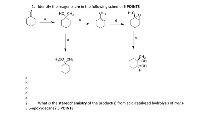 Solved Identify the reagents a-e in the following scheme: | Chegg.com