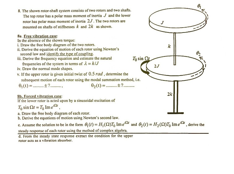 Solved This Is A Mechanical Vibration Problem So Please | Chegg.com