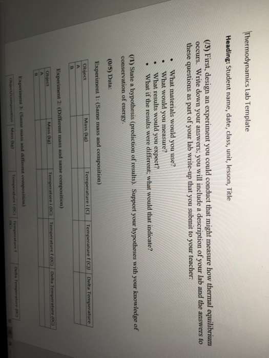 Solved Thermodynamics Lab Template Heading Student Name Chegg