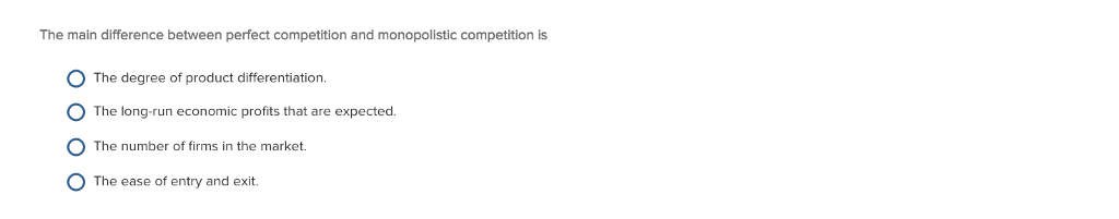 Solved The main difference between perfect competition and | Chegg.com